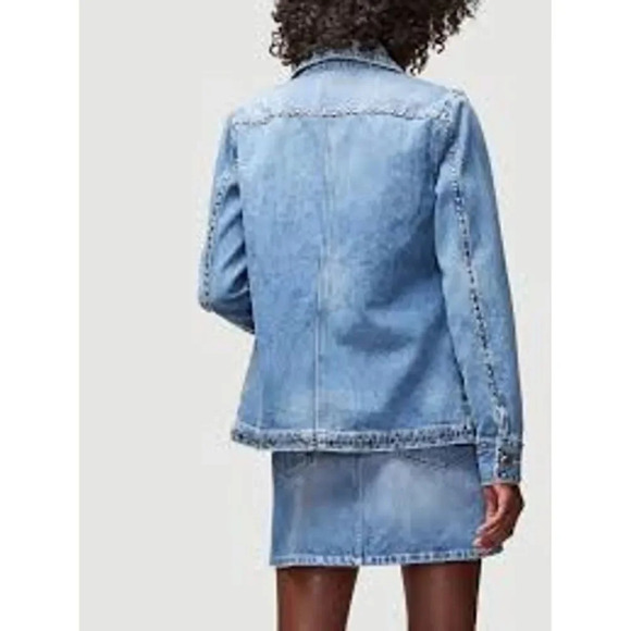 Frame Le Studded Motif Jenning Blue Denim Jacket - Picture 3 of 12